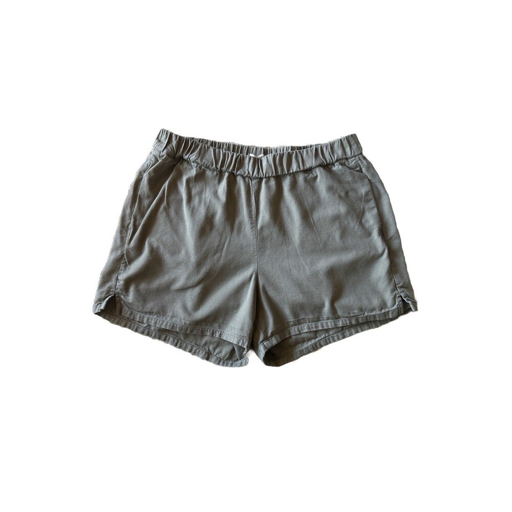 Madewell Women's M Easy Pull On Shorts Olive Green Cotton Viscose Blend 3.5"